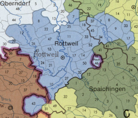 Oberamt Rottweil with its municipalities